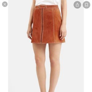 Topshop A-line Suede Zipper Front Mini Skirt 10US
